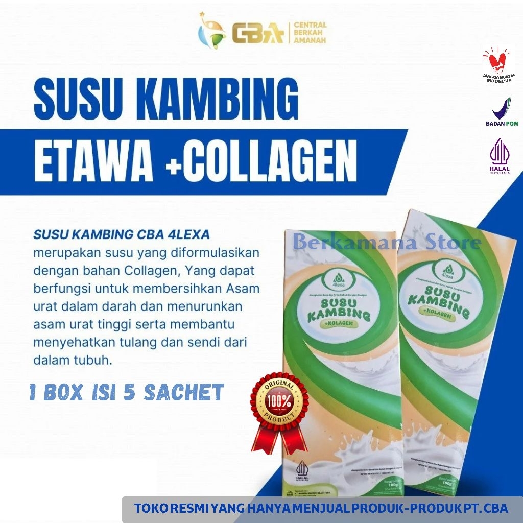 

ORIGINAL PT. CBA | SUSU KAMBING ETAWA PLUS COLLAGEN KESEHATAN SENDI TULANG & KULIT | HALAL BPOM