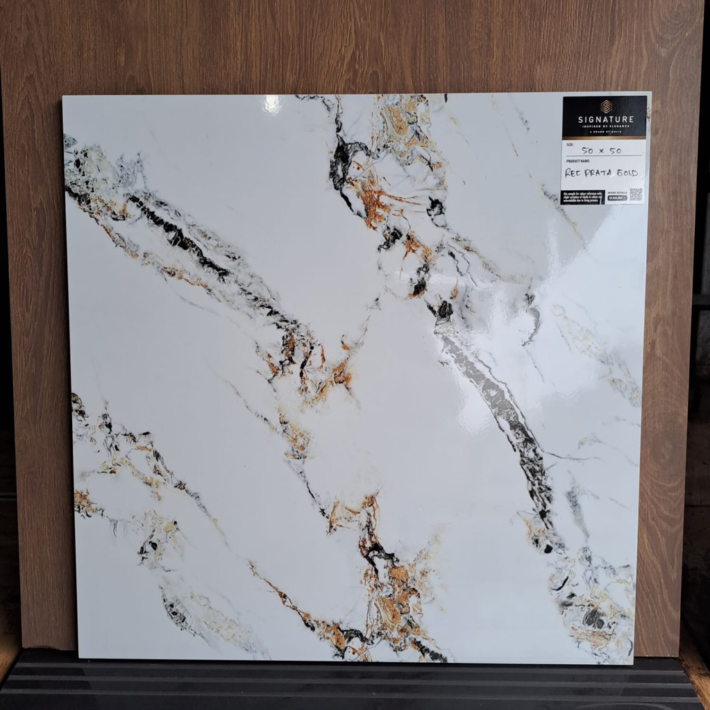 KERAMIK LANTAI 50x50 REE PARTA GOLD | GLOSSY | MULIA