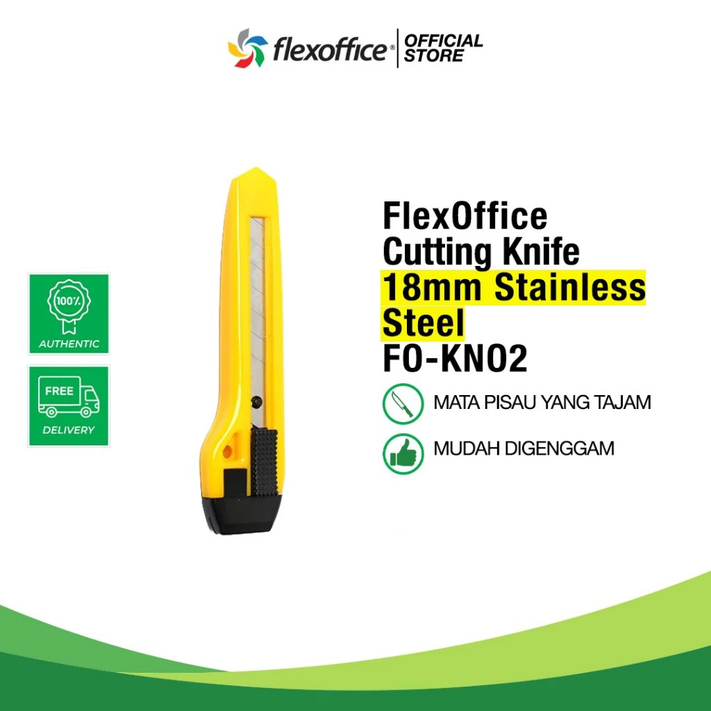 

FlexOffice Cutting Knive FO-KN02 cuter kokoh tajam simple multifungsi ready stock