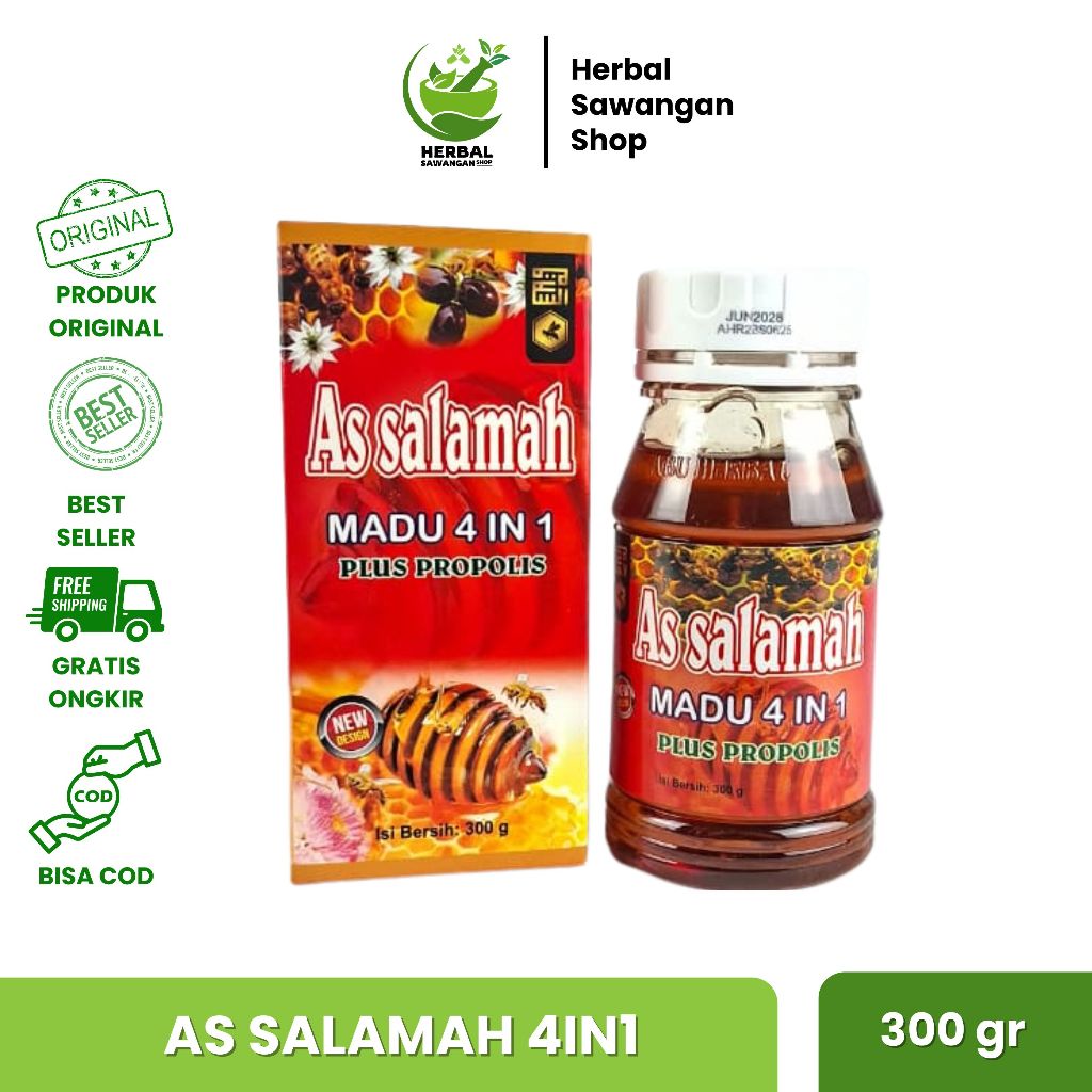 

Madu As Salamah 4 in 1 Plus Propolis Zaitun Sari Kurma Habbatussauda Original