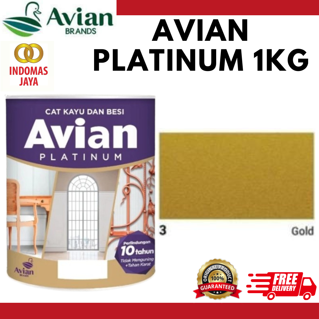 CAT KAYU DAN BESI AVIAN PLATINUM 1KG WARNA GOLD 3