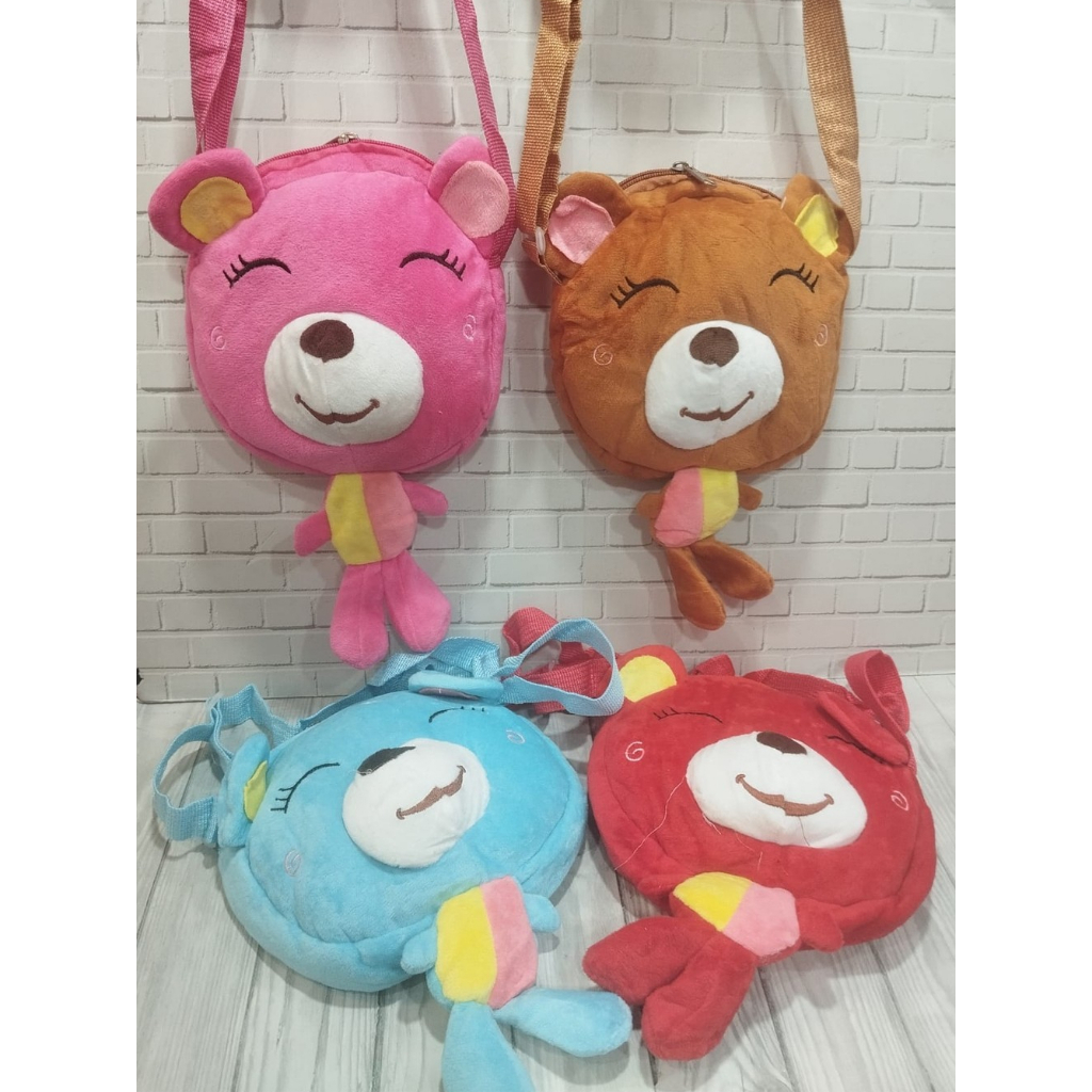 tas selempang bulu/tas selempang boneka//tas selempang boneka beruang