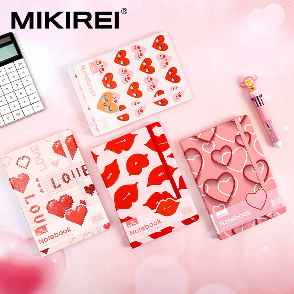 

DIARY TALI HARD COVER UKURAN A5 MERK MIKIREI | DIARY TALI FASHION NOTES BUNGA BINTANG HATI HITAM ESTETIK | DIARY KARET