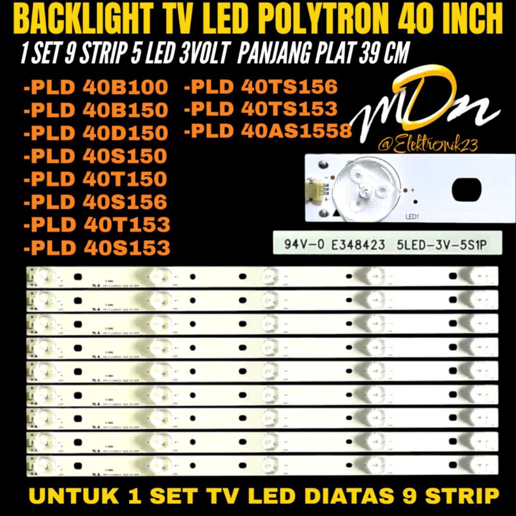 BACKLIGHT TV LED POLYTRON 40 INCH PLD40TS153- PLD40TS156- PLD-40AS1558- PLD40S153- PLD40T153- PLD40S