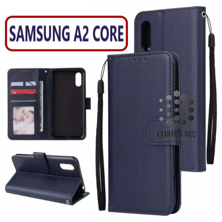 CASE HP SAMSUNG A2 CORE FLIP WALLET LEATHER DOMPET KULIT SOFTCASE PREMIUM FLIP COVER SARUNG BUKA TUT