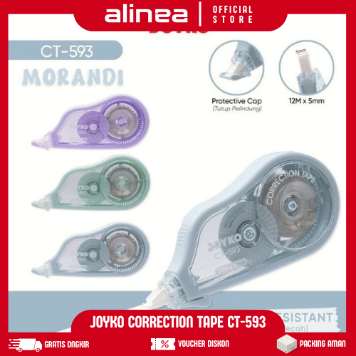 

[GROSIR 1/3/6/12 PCS] Pita Koreksi Correction Tape Joyko CT-593 Morandi Correction