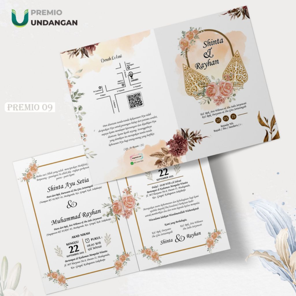 Undangan Pernikahan Custom Tema Rustic Free Label Buku Tamu