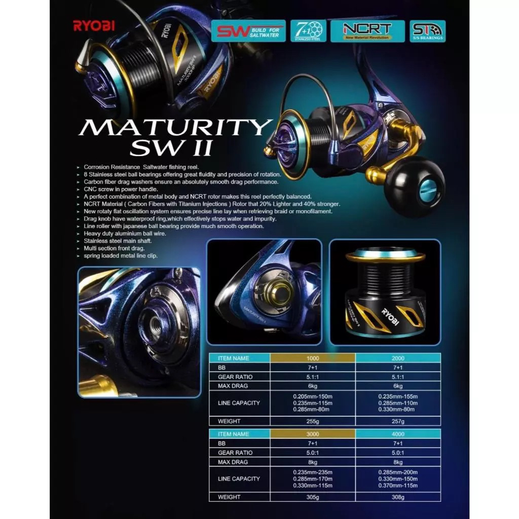 REEL RYOBI MATURITY II SW 3000 METAL BODY