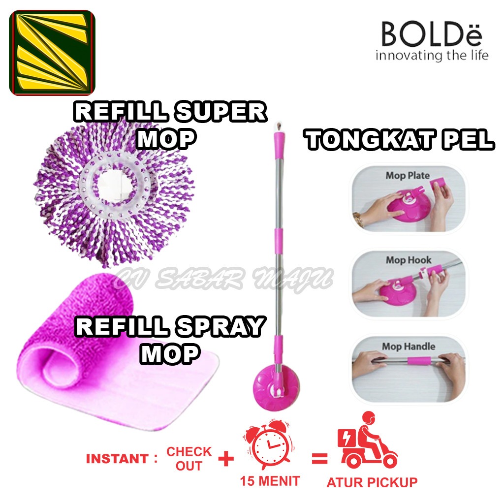 Bolde Tongkat Pel Untuk Semua Tipe Bolde / Super Mop / Spray Mop / Tongkat / Gagang Pel Bolde