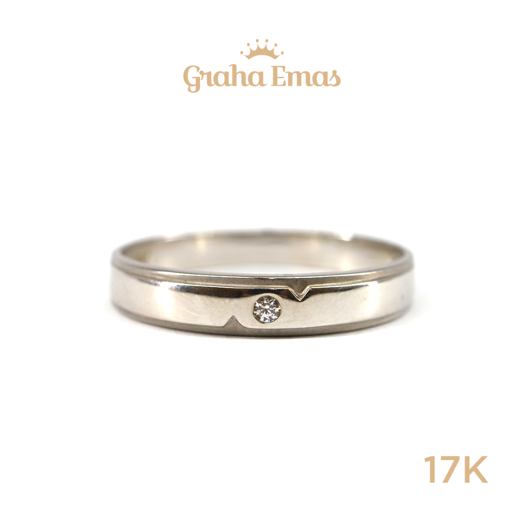 Graha Emas Cincin Emas Putih Bentuk 17K - White Gold Model Ring 17 Carat M1085