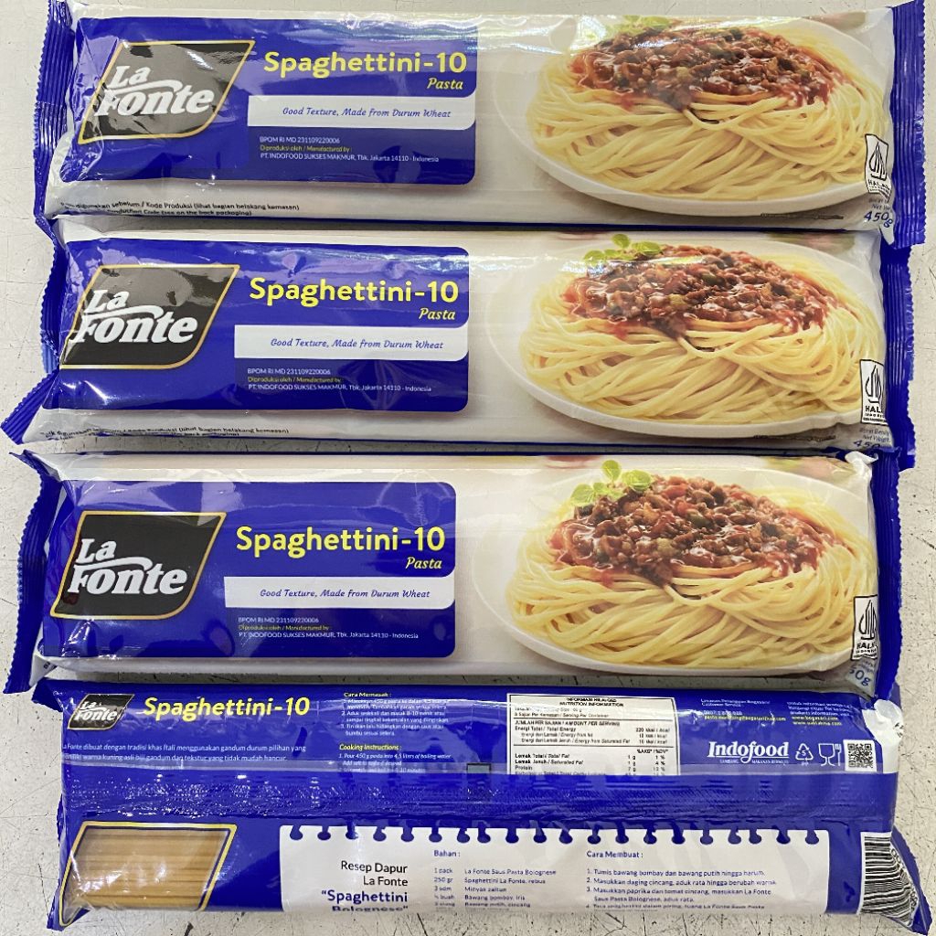 

Lafonte pasta spaghettini no.10 kemasan 450 gram | lafonte spaghetti