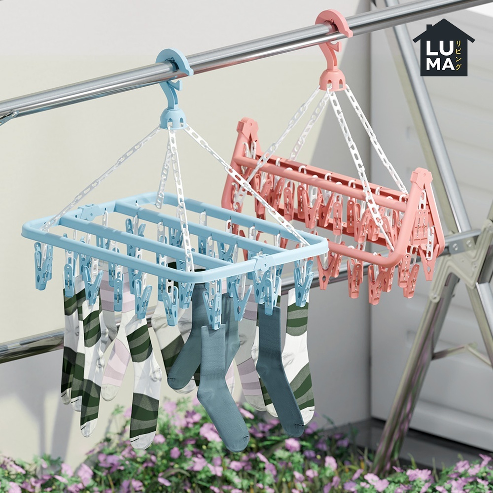 Jemuran Hanger Baju 32 Jepitan Kaos Kaki Pakaian Bayi Bra Bahan Plastik Tebal Serbaguna