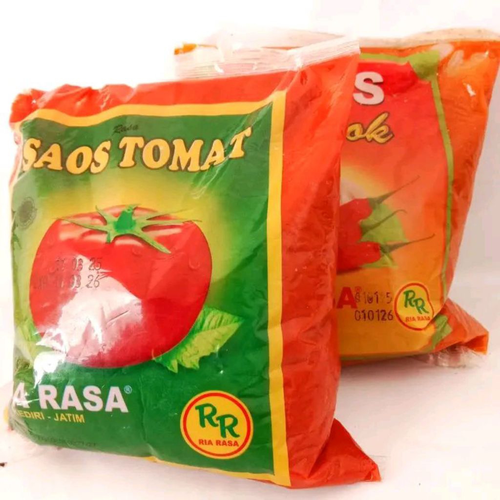 

2 bungkus saos tomat & saos lombok Ria rasa 450g | saos bantal
