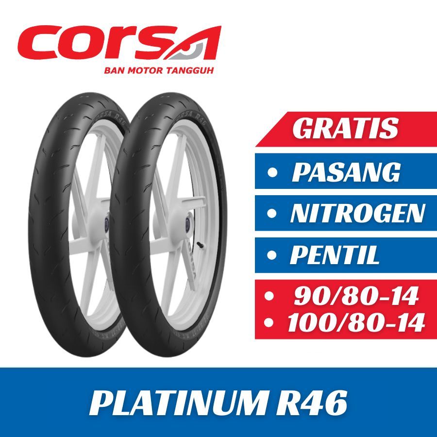 [PAKET HEMAT] Ban Motor Corsa R46 90/80-14 & 100/80-14 Tubeless - Soft Compound - Ban Depan Belakang