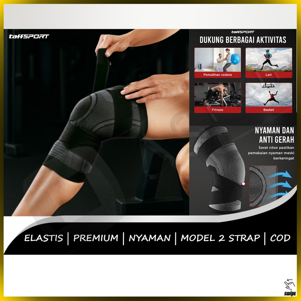 Pelindung Lutut V2 Knee Support Badminton Basket Lansia Terapi Olahraga Cedera Kain Cover