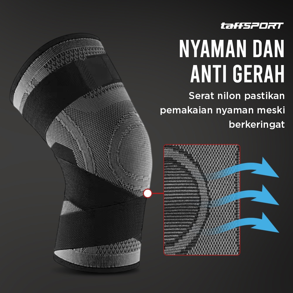 HA Pelindung Lutut V2 Knee Support Terapi Cover Olahraga Cedera Kain Badminton Basket Lansia