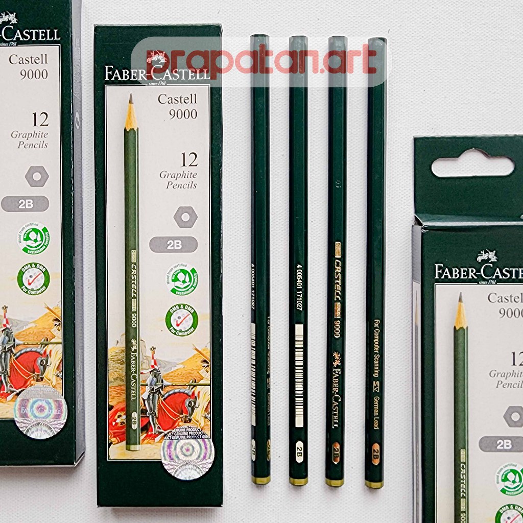 

Pensil Tulis 9000 Faber Castell 2B | 1 BOX ISI 12PCS | Writing Pencil | Pensil 2B