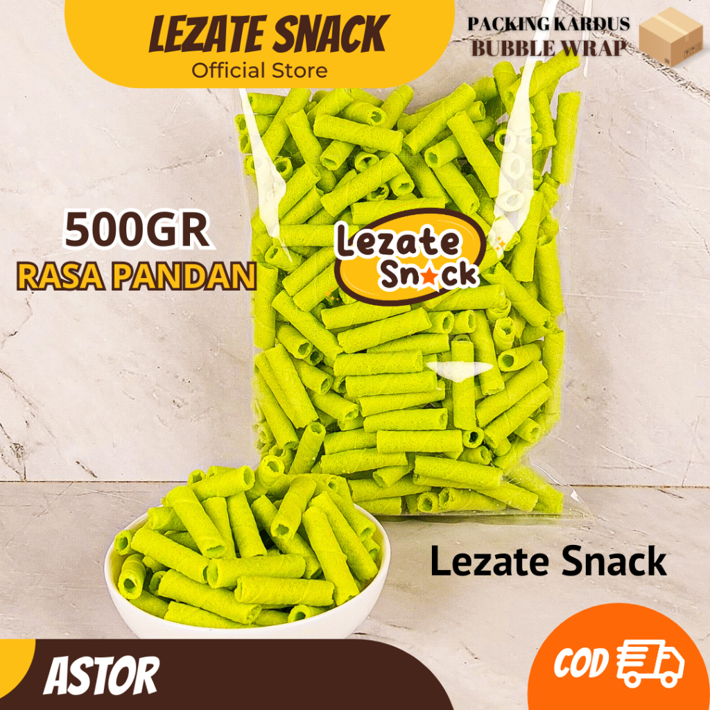 

Astor Mini Pandan 500gr Kiloan Murah Enak Manis Renyah / Wafer Roll Kiloan Astor Kiloan Barcelona / Wafer Rolls Coklat Greentea Vanila Lezate Snack SEDAP SNACK