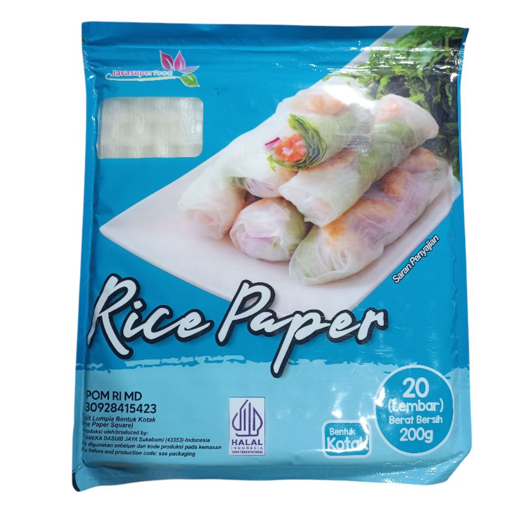 

Rice Paper Kertas Nasi Bentuk Kotak Isi 20 Lembar 200gr Merk Java Super Food