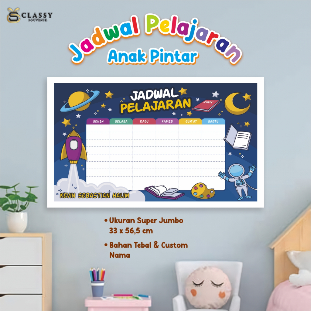 POSTER JADWAL PELAJARAN CUSTOM NAMA - POSTER JADWAL PELAJARAN SEKOLAH
