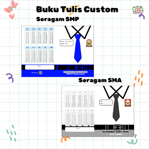 

Paket Buku Tulis Custom Ukuran A5 - Buku, Karakter & Nama Bebas Custom!