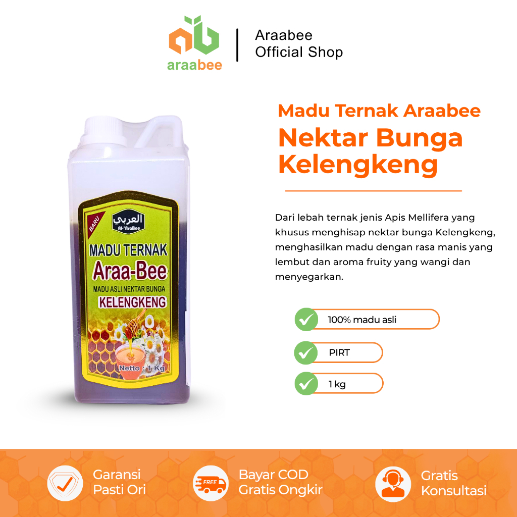 

AraaBee Madu Murni Asli Ternak Nektar Bunga Kelengkeng 1 Kg PIRT