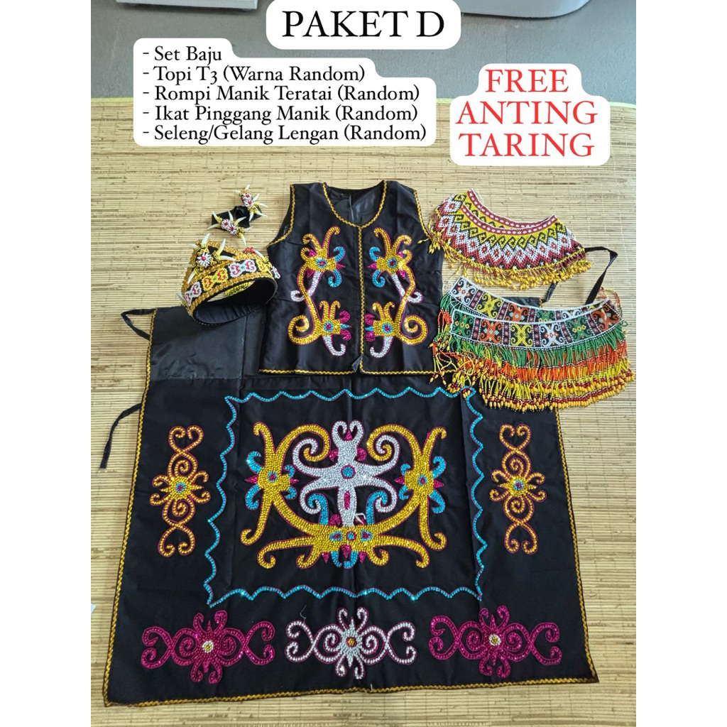 Manika Kaltim - Set Baju Adat Dayak SMP SMA/ Set Baju Tari Dayak Kalimantan SMP SMA