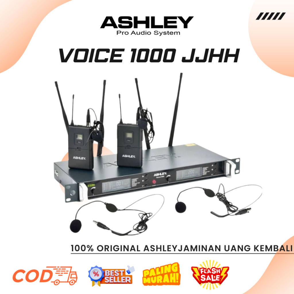 Mic Wireless Ashley Voice 1000 JJHH Professional Dynamic Wireless Microphone