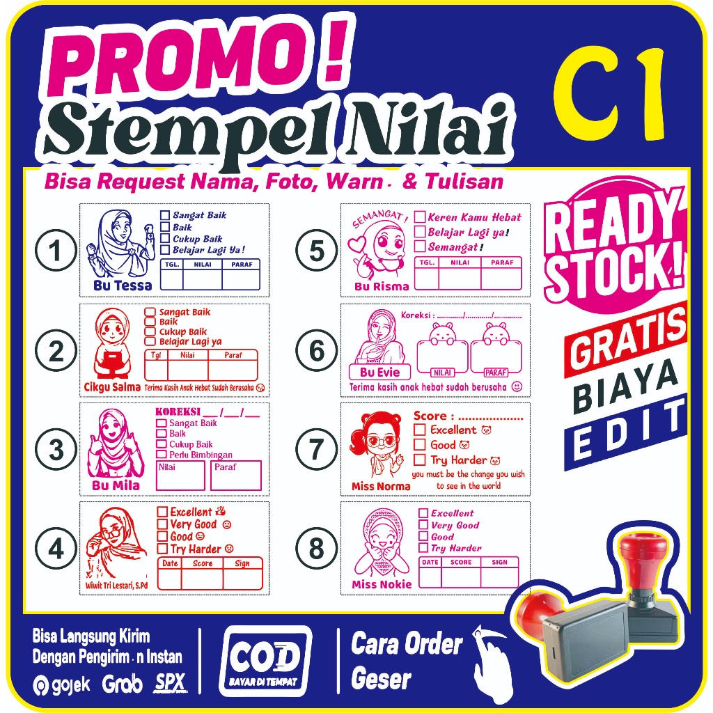 

STEMPEL PENILAIAN PERSEGI TERLENGKAP ! STAMPEL NILAI GURU PAUD, TK SD SMP SMA | STAMPLE CUSTOM FOTO