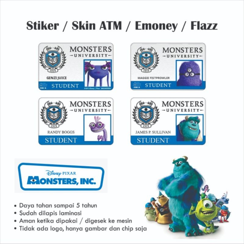 

Stiker / Garskin / Skin ATM / Kartu Monster Inc