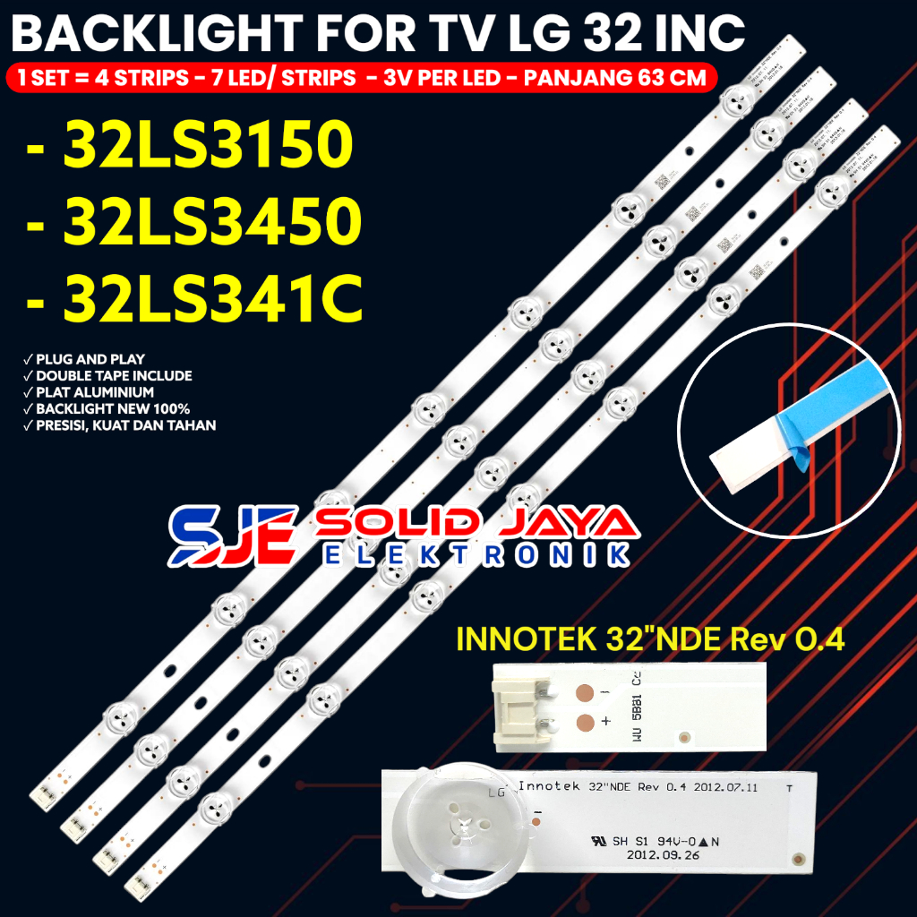 BACKLIGHT TV LED LG 32 INC 32LS3150 32LS3450 32LS341 32LS341C 32LS LAMPU 7K innotek 32 NDE Rev 0.4