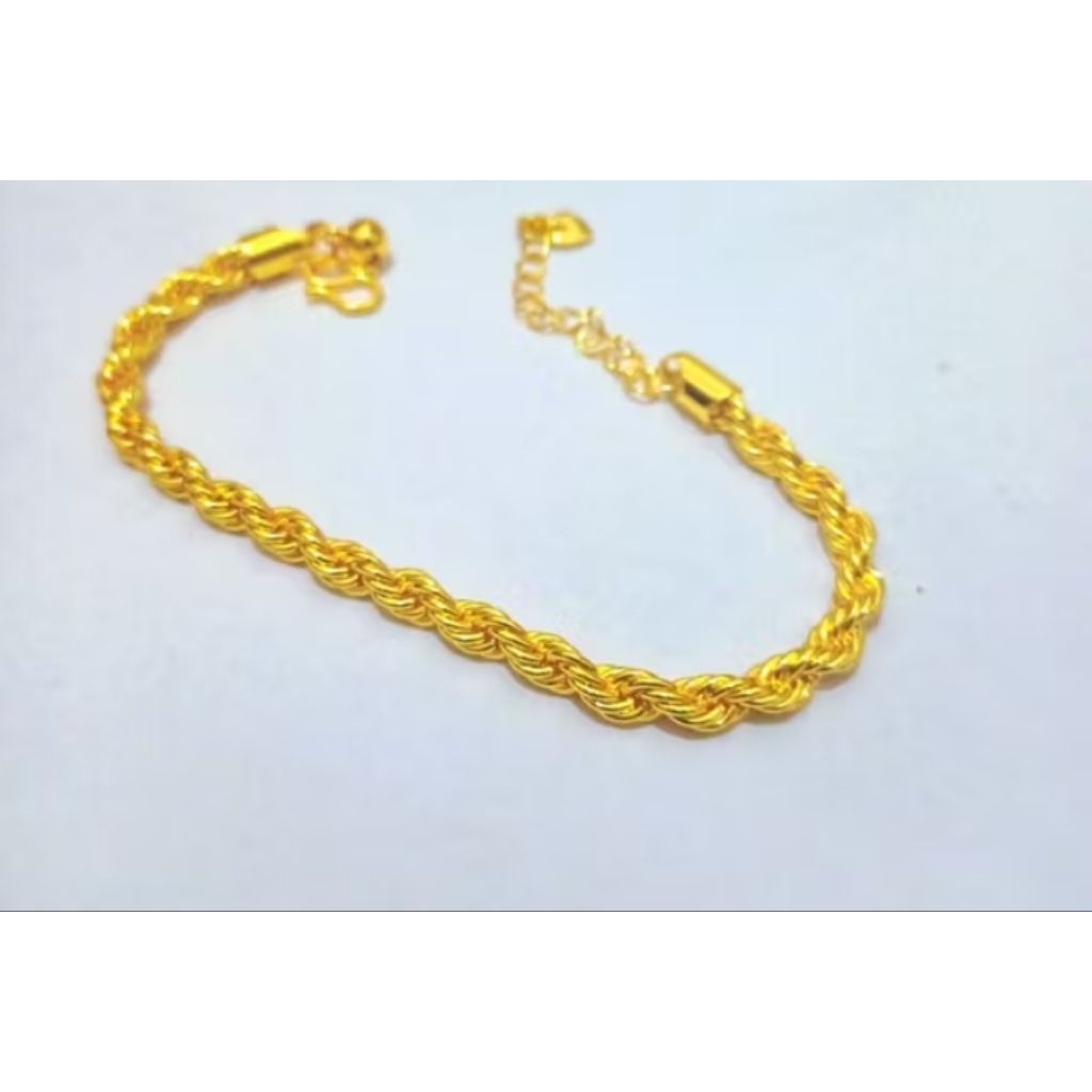 Cod Gelang Wanita Titanium Motif Ulir Lapisan emas24k Anti Luntur