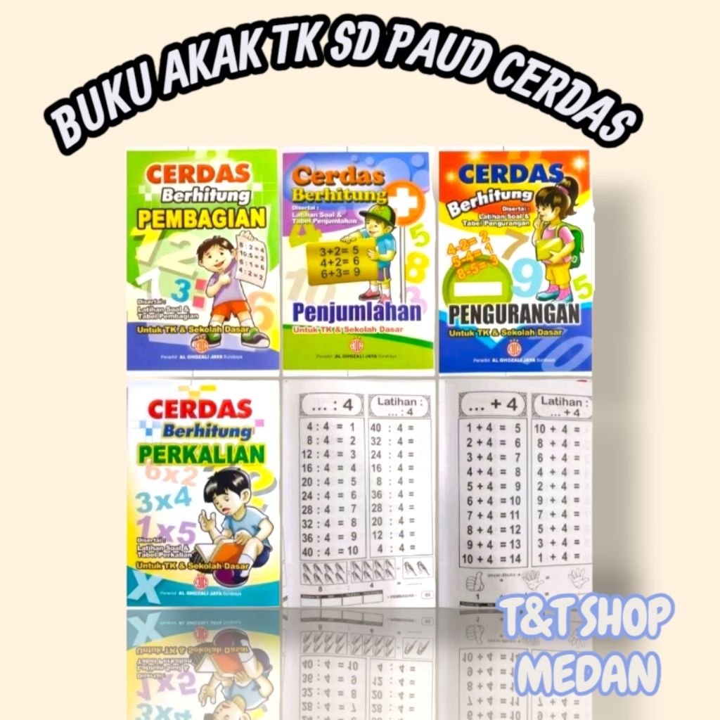

T&TSHOPMEDAN Buku Anak TK SD PAUD Cerdas Berhitung Penjumlahan Pengurangan Perkalian Pembagian