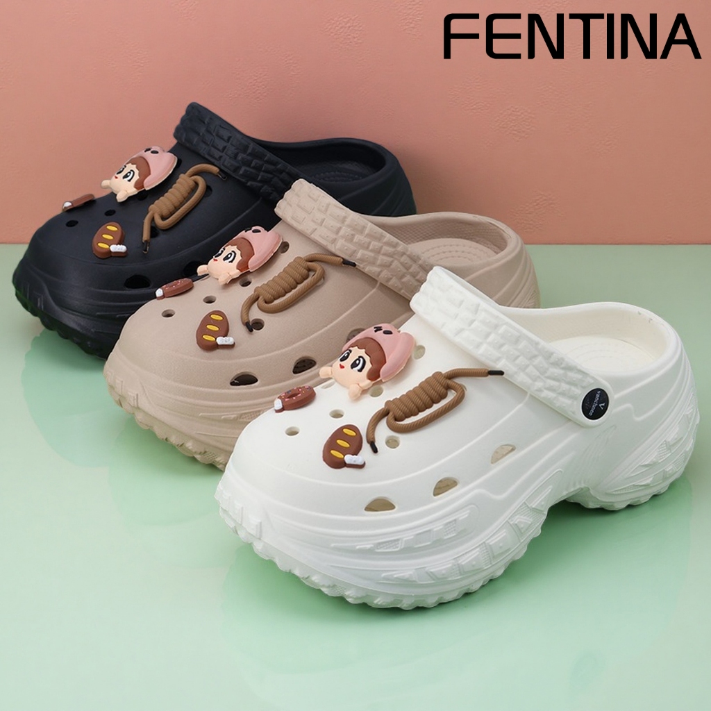 FENTINA Sandal Baim Wanita Korea Sandal Sepatu Wanita kekinian Sandal Kodok Wanita Sandal Wedges