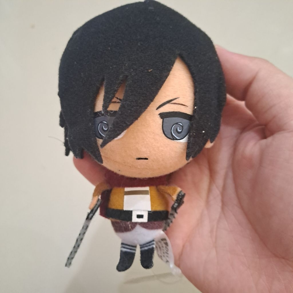 Official New Tag Mikasa Ackerman Attack on Titan Keychain Plush Doll Boneka