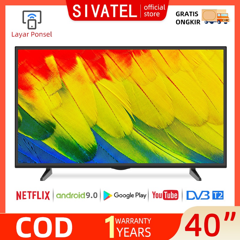 Sivatel TV Smart 40 inch Smart TV LED 32 inch 43 inch Televisi LED  Android 12.0 -Youtube-Web Browse