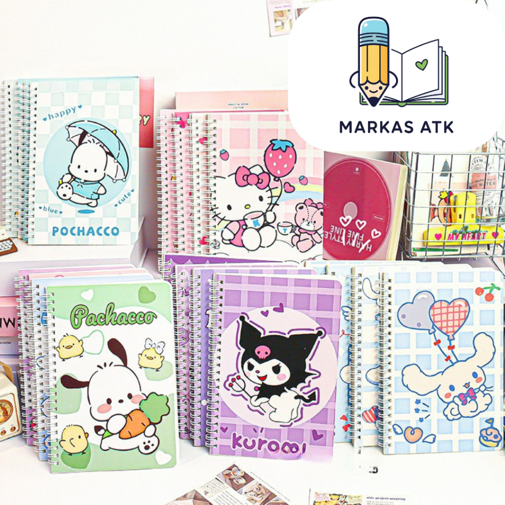

Buku Tulis Spiral A5 Sanrio Karakter Kuromi Pochacco My Melody Cinnamoroll Kertas Bergaris Notebook Catatan Jurnal Diary ATK Sekolah Lucu Murah COD (Cover Random)