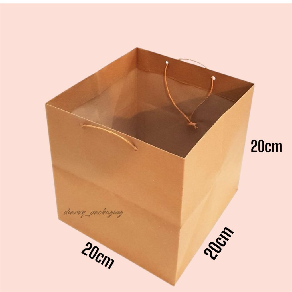 

Paper bag polos 20 x 20 | Paperbag coklat untuk dus nasi | Tas kertas untuk kotak kue
