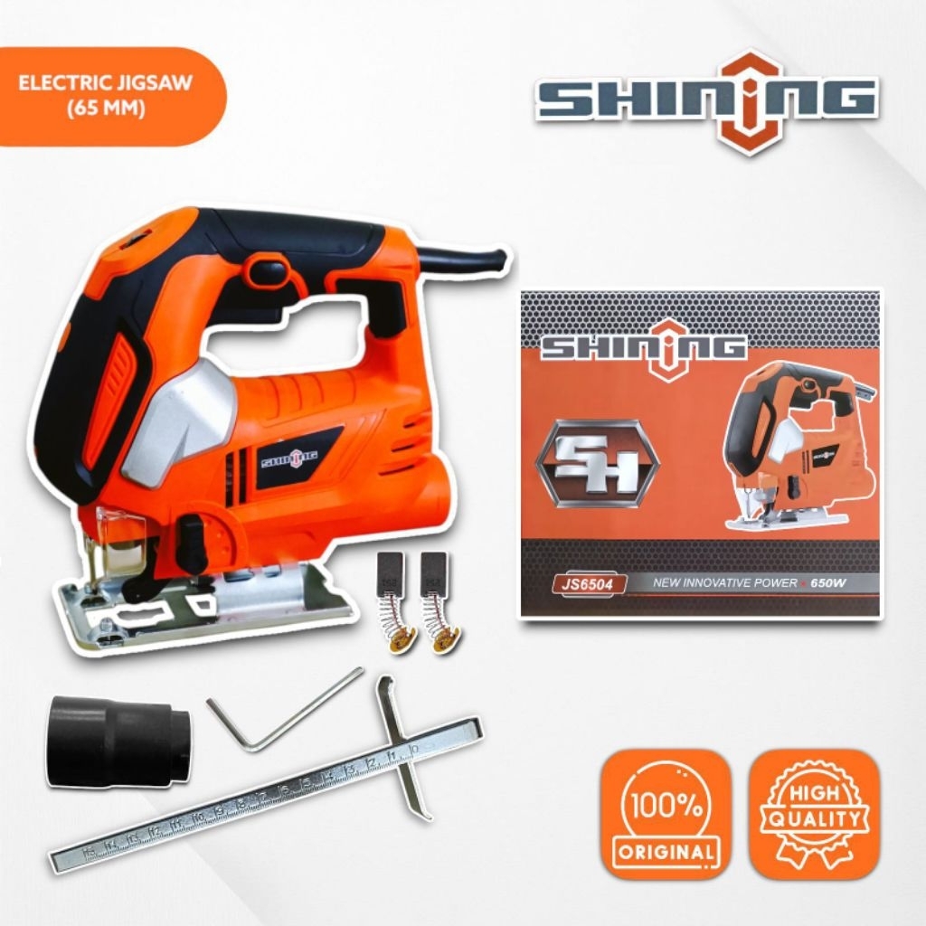 Mesin Jigsaw Gergaji Ukir Kayu Triplek Listrik Shining 650 Watt Bonus Mata Jigsaw Kayu Besi Electric