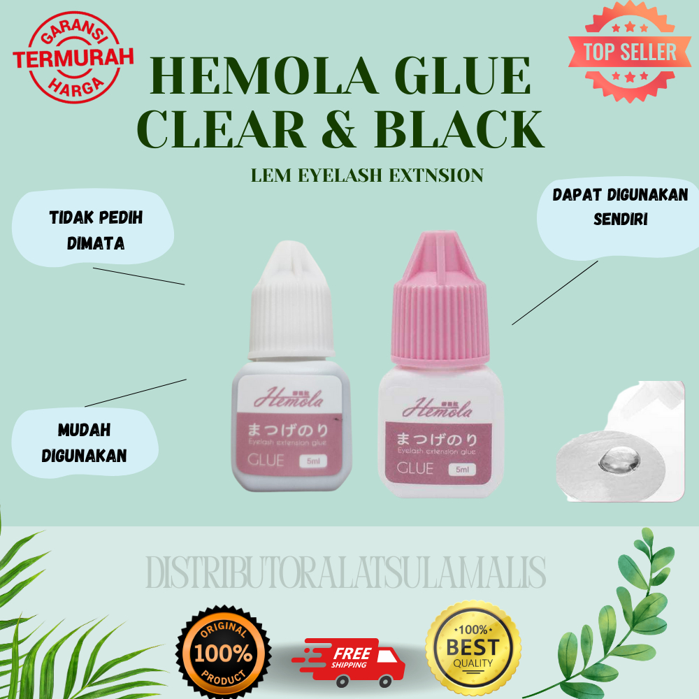 HEMOLA GLUE TIDAK PEDIH DIMATA AMAN DIGUNAKAN SENDIRI LEM BULUMATA TIDAK PEDIH LEM EYELASH EXTENSION