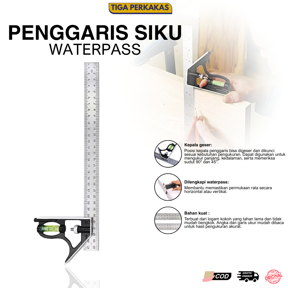 Penggaris Siku L Tukang Waterpass Penggaris Tukang