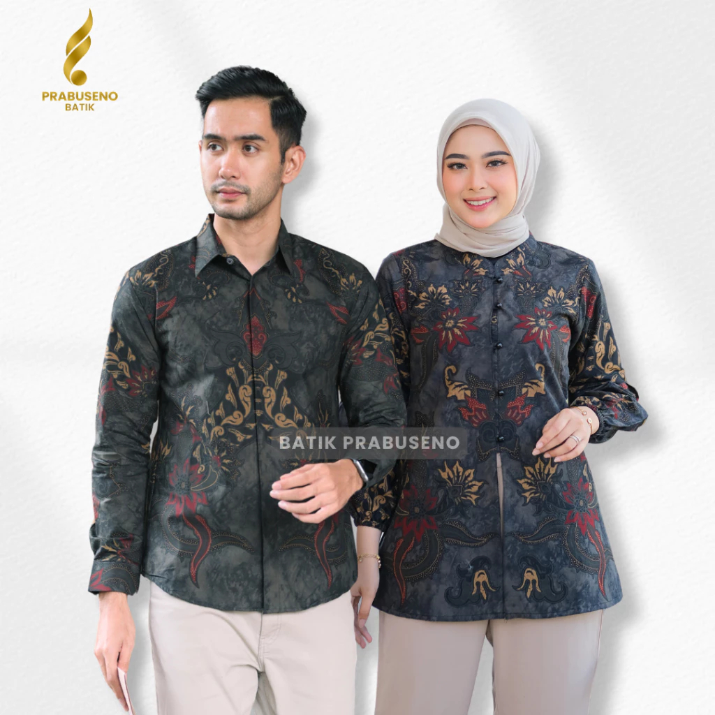 Batik Prabuseno – Couple Pria dan Wanita Motif Tanjung Lengan Panjang Batik Kerja Batik Kantor