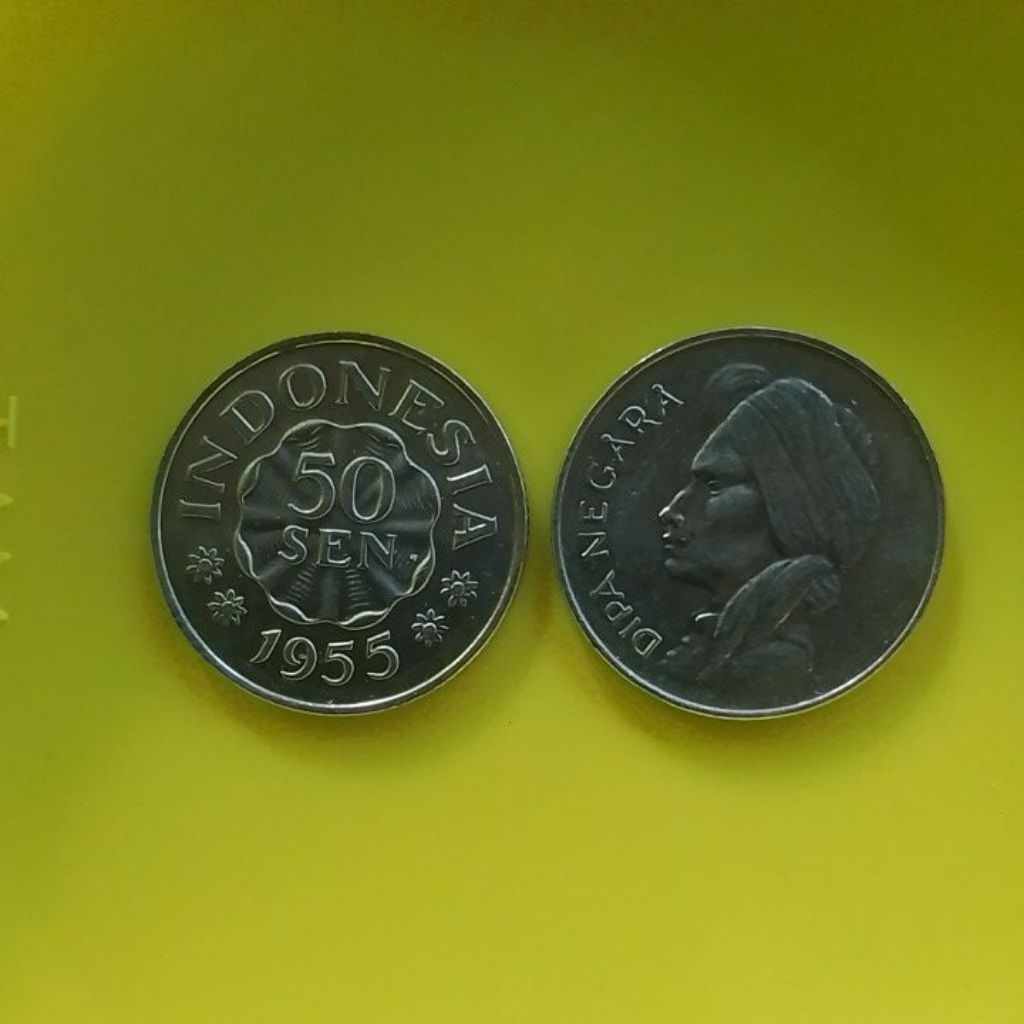 UANG KUNO KOIN 50 SEN DIPANEGARA TAHUN1955