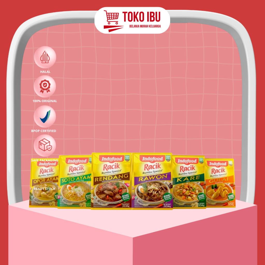 

Indofood RACIK Bumbu Special All Varian Rendang / Soto / Gulai/ Kare/Rawon / Opor Ayam/ Gulai Daging