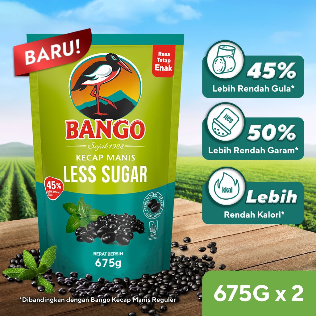 BANGO LESS SUGAR 675G | KECAP RENDAH GULA x2 pack