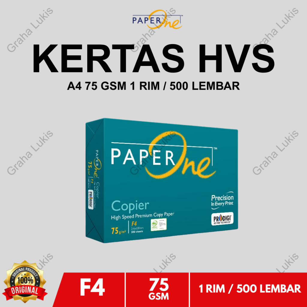 

PaperOne Kertas HVS Copier F4 75GSM 1RIM / 500 Lembar Kertas HVS Fotocopy