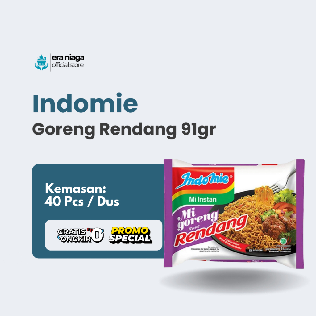 

Indomie Rasa Goreng Rendang 91gr - 1 Dus @40 Pcs
