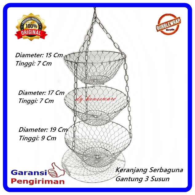 Keranjang Telur Rak Dapur Gantung Sangkek Wadah Serbaguna 3 Tingkat
