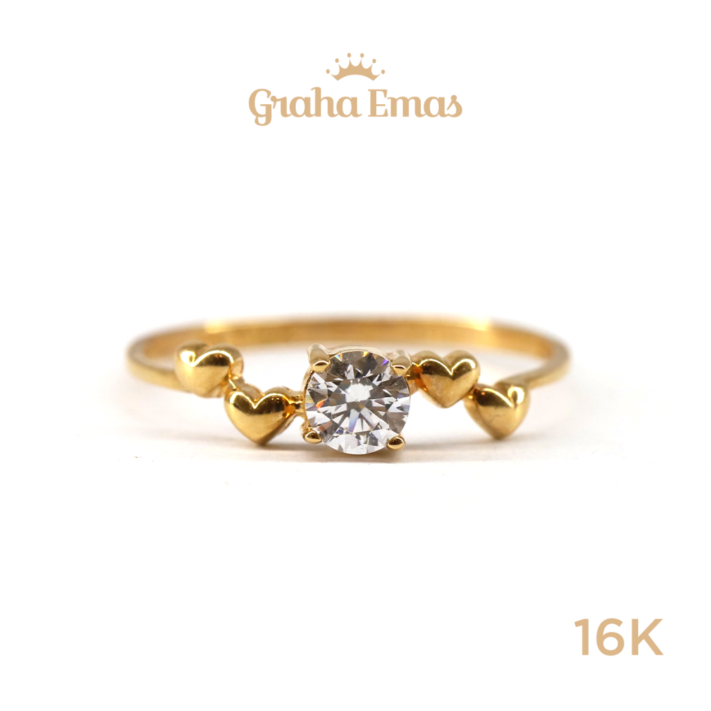 Graha Emas Cincin Emas Kuning Bentuk Solitaire 16K - Yellow Gold Solitaire Model Ring 16 Carat M1185