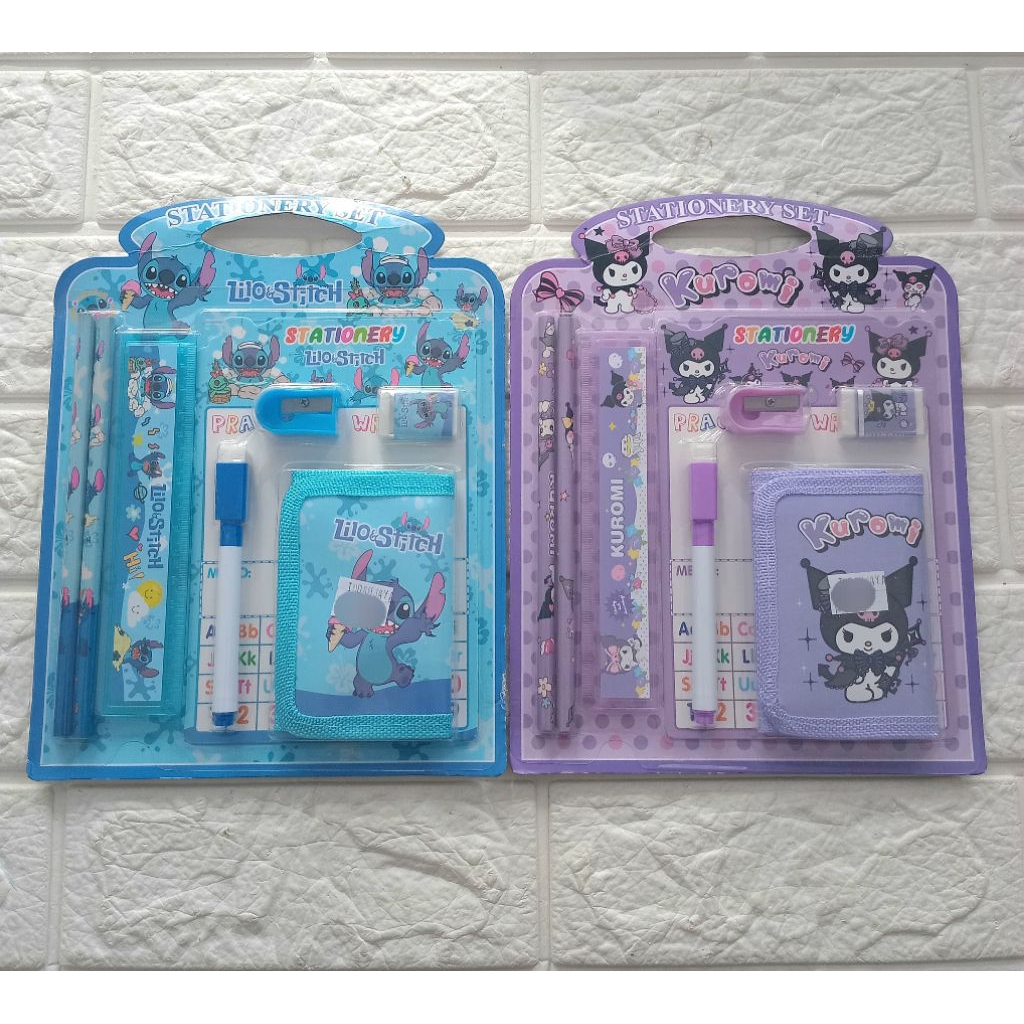 

INDAH JAYA STORE | STUDY SET MOTIF KUROMI & STITCH